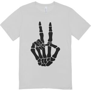New peace skeleton hand halloween t-shirt | hanes softstyle unisex XL